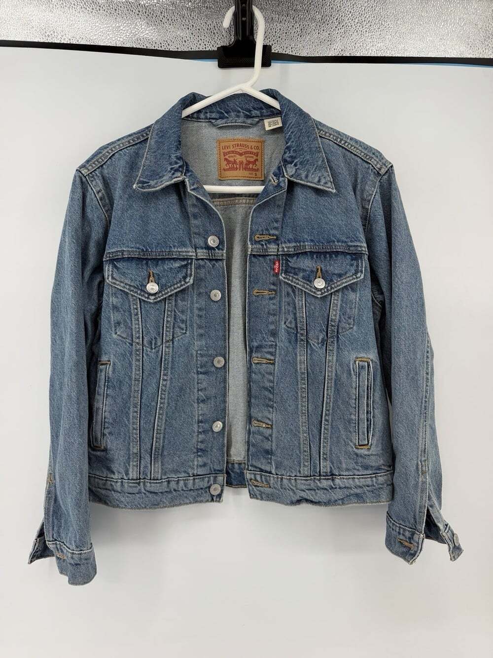 Levis Original Trucker Blue Denim Jacket Womens Sz Small Waterless Classic Blue